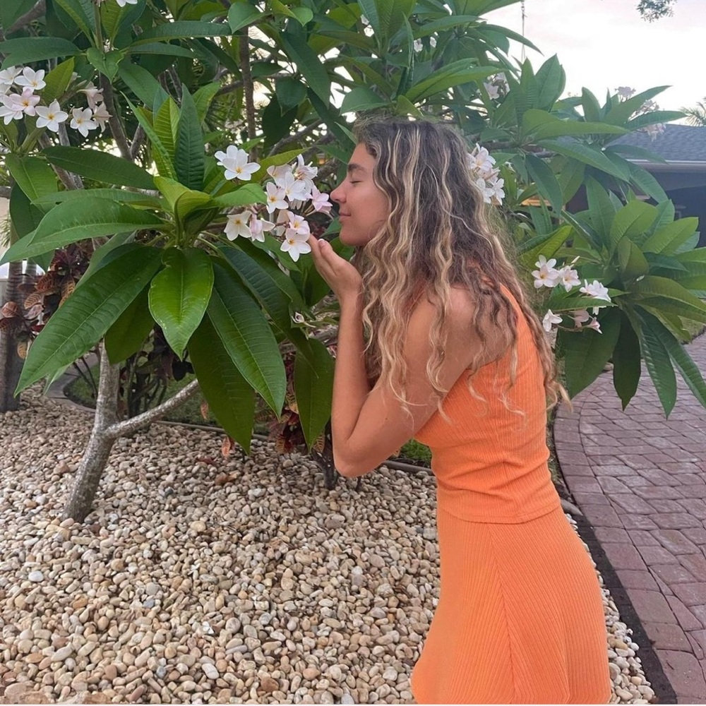 Reformation Andres two piece set in tangerine